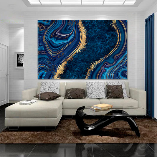 Blue Marble Japanese Kintsugi Technique Marble Oriental Art Print Canvas Artesty 1 panel 24" x 16"