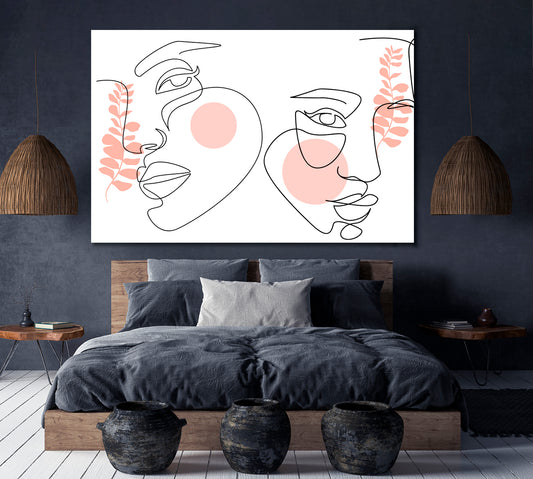 ONE LINE FACE Portrait Hairstyle Fashion Women Minimalist Minimalist Canvas Pritn Home Décor Artesty