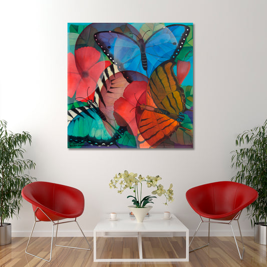 BUTTERFLY Abstract Blue Red Turquoise Abstract Art Print Artesty