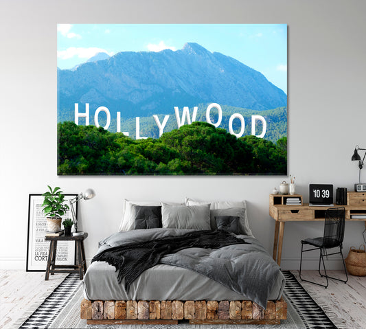 WORLD HOLLYWOOD Hollywood Hills Stunning Landscape Canvas Print Famous Landmarks Artwork Print Artesty