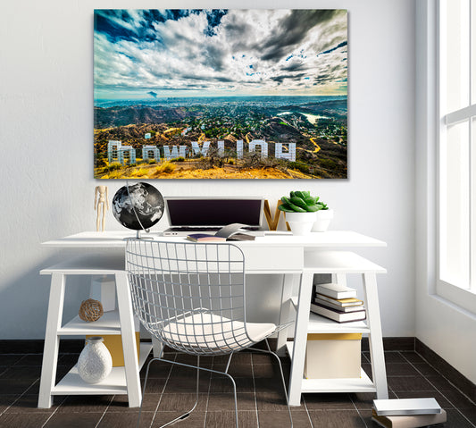 HOLLYWOOD LOS ANGELES CALIFORNIA Famous Hollywood Hills Sign Famous Landmarks Artwork Print Artesty