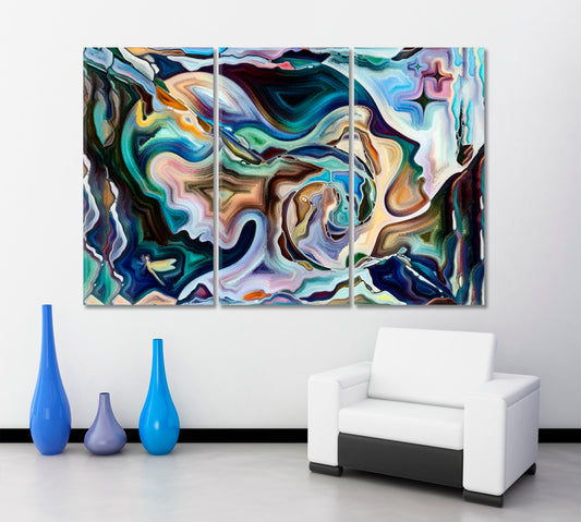 PSYCHEDELIC ART The World in Us Consciousness Art Artesty 3 panels 36" x 24"