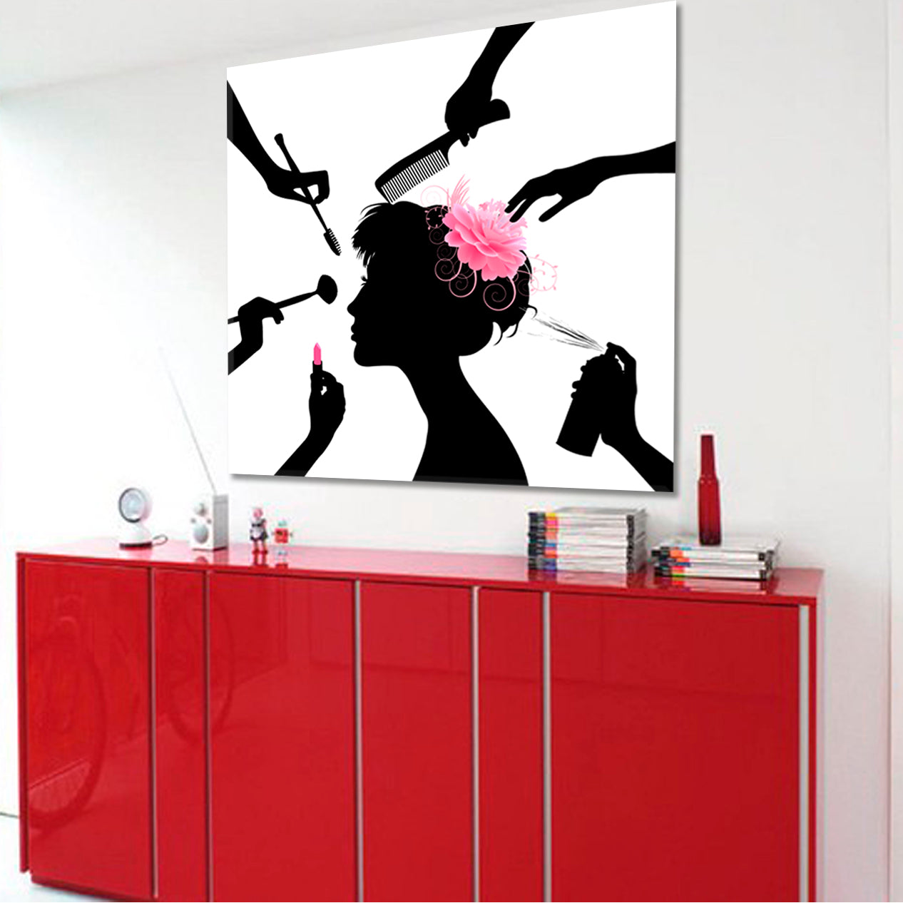 BEAUTY Beautiful Woman Hair Style Fashion Art Portrait Hairstyle | Square Beauty Salon Artwork Prints Artesty