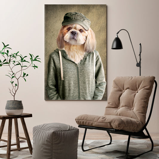 DOG HIPSTER Man with Animal Head Poster Office Wall Art Canvas Print Artesty