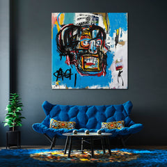 SKULL BY BASQUIAT  - Square Panel Contemporary Art Artesty 1 Panel 46"x46" 