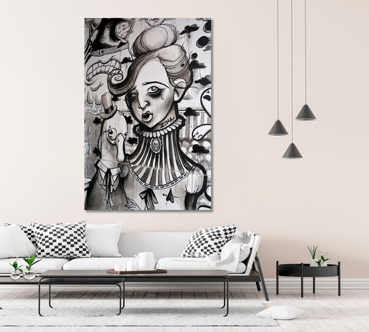 WOMAN AND GOOSE Popular Graffiti Montreal Streets Walls - V Abstract Art Print Artesty