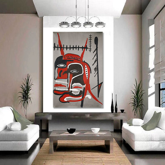 BASQUIAT STYLE HEADS Basquiat Sculs Canvas Print Wall Art - Vertical Contemporary Art Artesty