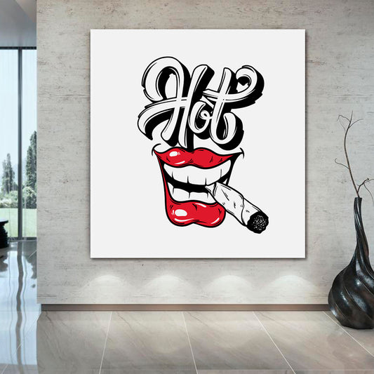 HOT Pop Art Abstract Red Lips Poster - Square Pop Art Canvas Print Artesty