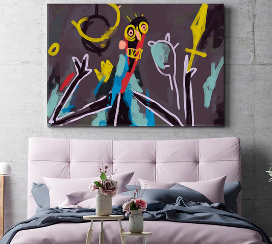 KING & CROWN Basquiat Vibe Abstract Figurative Expressionism Abstract Art Print Artesty