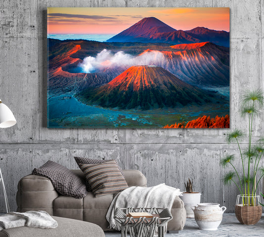 Mount Bromo Active Volcano High Peak Tengger Massif Java Indonesia Famous Landmarks Artwork Print Artesty 1 panel 24" x 16"