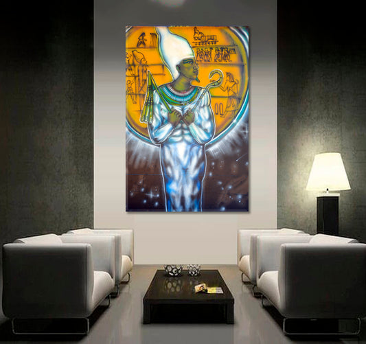 Egyptian God Atum Popular Urban Graffiti San Diego CA USA Canvas Print - Vertical Street Art Canvas Print Artesty