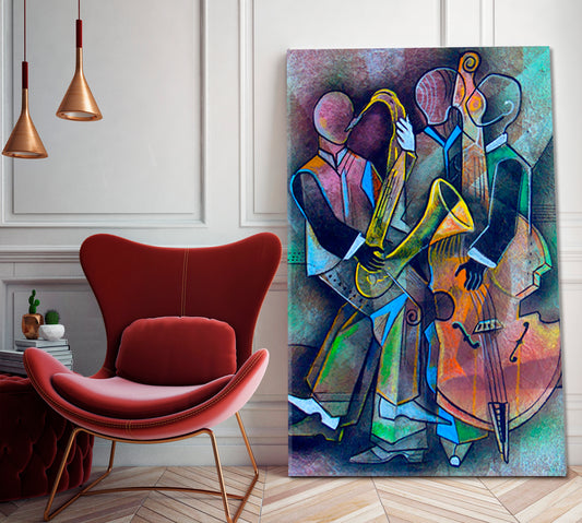 JAZZ BAND Musicians Cubism Picasso Style Artistic Abstract Music Wall Panels Artesty