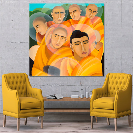 MYSTICAL MOMENTS Monks Religion Abstract Contemporary Religious Modern Art Artesty