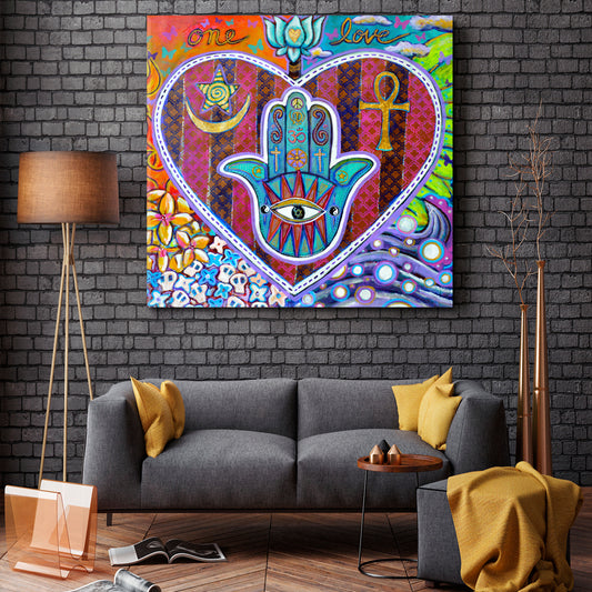 HAMSA HAND Psychedelic Trippy Sacred Modern Religious Symbol Religious Modern Art Artesty