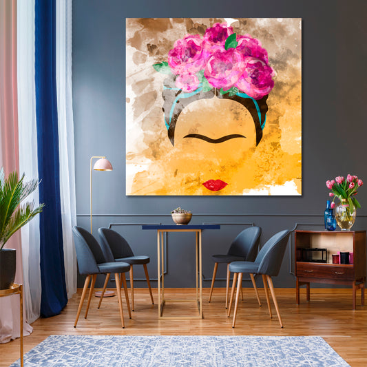 FRIDA KAHLO Portrait Contemporary Art Artesty 1 Panel 12"x12"