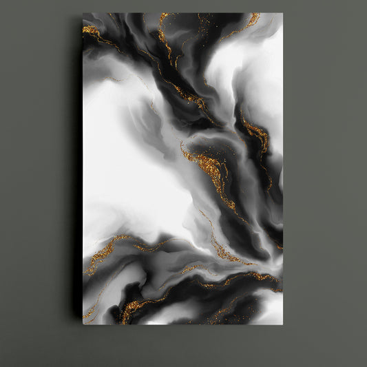 LIQUID ART Stains Beautiful Elegant Glamorous Trendy Artistic Style - Vertical Fluid Art, Oriental Marbling Canvas Print Artesty 1 Panel 16"x24"