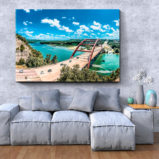 Austin Texas Landmark Pennybacker Bridge 360 View Colorado River Cities Wall Art Artesty 1 panel 24" x 16"