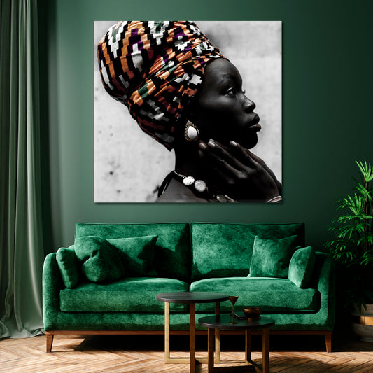 Afro Beauty Beautiful Black Woman African Style Canvas Print Artesty