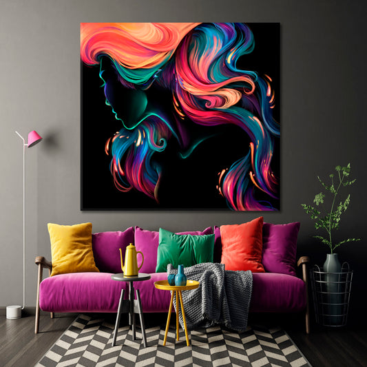 UNIVERSE'S GLOW BEAUTY Neon Holo Girl Abstract Art Print Artesty