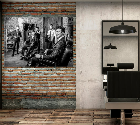 Elegant Man Barbershop Black-white Beauty Salon Artwork Prints Artesty