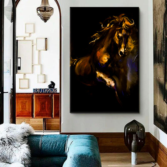 Pastel Portrait Brown Horse Modern Art Animals Canvas Print Artesty