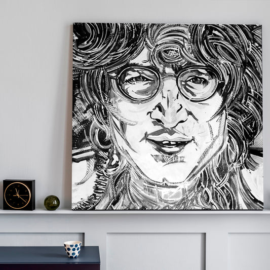 JOHN LENNON Prague John Lennon Wall Street Art Canvas Print - Square Black and White Wall Art Print Artesty