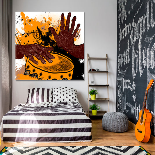 African Drummer Modern Style Abstract Music Wall Panels Artesty