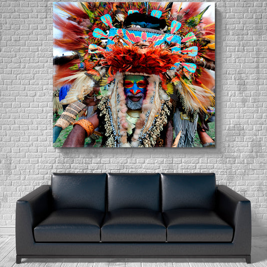 ABORIGINE Aboriginal Goroka Tribal Festival Papua New Guinea Traveling Around Ink Canvas Print Artesty