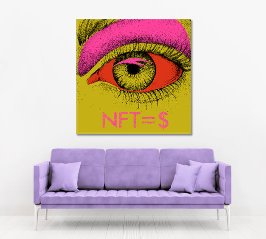 NFT Poster Abstract EYE Mustard Yellow Office Wall Art Canvas Print Artesty