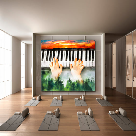 MUSIC SOUL OF NATURE Pianists Hands Landscape Modern Abstract Music Wall Panels Artesty