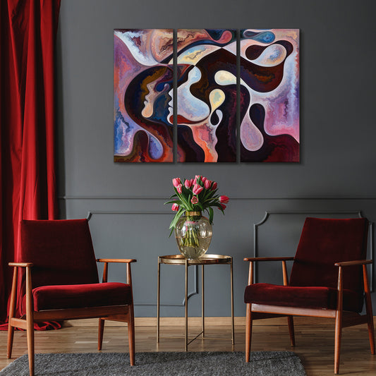 Inner Faces Consciousness Art Artesty 3 panels 36" x 24"