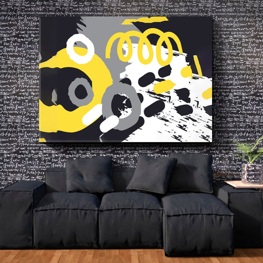 TRENDY GRAY YELLOW Illuminating and Ultimate Grey Colors of the Year 2024 Abstract Art Print Artesty