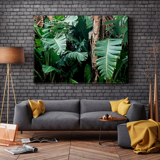 TROPICAL JUNGLE Banana Tree Big Green Leaf Exotic Green Garden Tropical, Exotic Art Print Artesty 1 panel 24" x 16"