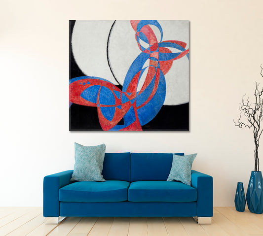 Blue Red Black Abstract Geometric Modern Kupka Style Abstract Art Print Artesty