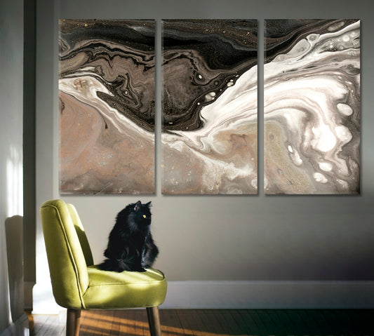 PEARL Stylized Marble Acrylic Mixed Pouring Pattern Fluid Art, Oriental Marbling Canvas Print Artesty