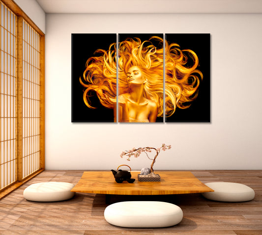 BEAUTIFUL WOMAN Fluttering Hair Fashion Art Portrait Hairstyle Beauty Salon Concept Beauty Salon Artwork Prints Artesty