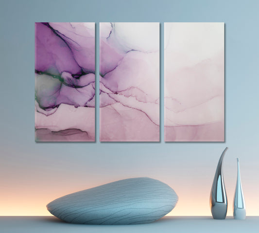 PURPLE INK Asia Oriental Style Abstract Marble Fluid Art, Oriental Marbling Canvas Print Artesty 3 panels 36" x 24"