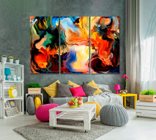 Craft and Design Virtual Stained Glass Abstract Art Print Artesty 3 panels 36" x 24"