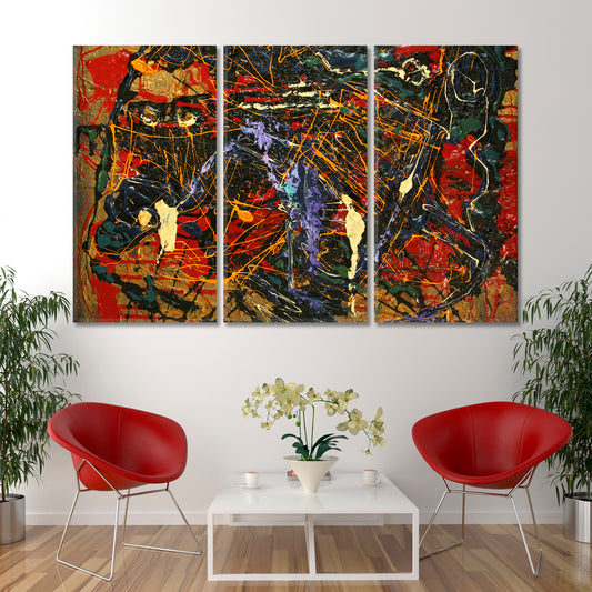 Abstract Colorful Mixing Techniques Contemporary Art Artesty 3 panels 36" x 24"