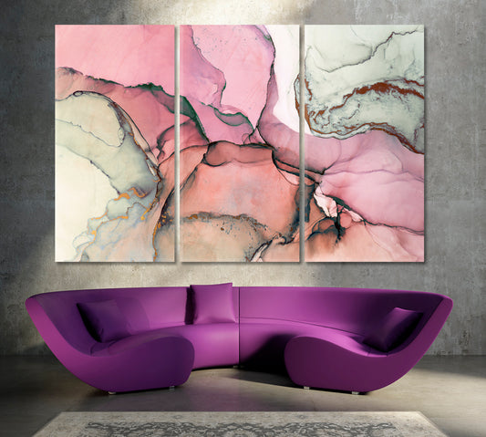 Ink Oriental Marble Fluid Art Fluid Art, Oriental Marbling Canvas Print Artesty