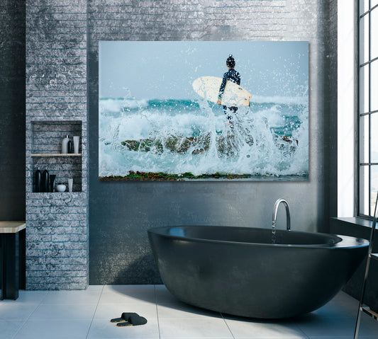 BIG WAVES Surf Wild Ocean Surfer Surfboard Motivation Sport Poster Print Decor Artesty