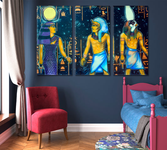 GRAFFITI San Diego CA USA Street Art Egyptian Gods Amazing Canvas Print Street Art Canvas Print Artesty 3 panels 36" x 24"