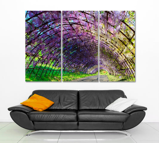 WISTERIA The Great Wisteria Flower Tunnel in Japan Magical Place in Spring Japan Floral & Botanical Split Art Artesty 3 panels 36" x 24"