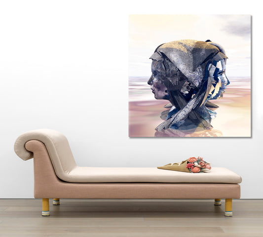 Polarity | Incredible Psychedelic Surreal Art Fantasy Canvas Print - Square Panel Surreal Fantasy Large Art Print Décor Artesty 1 Panel 12"x12"