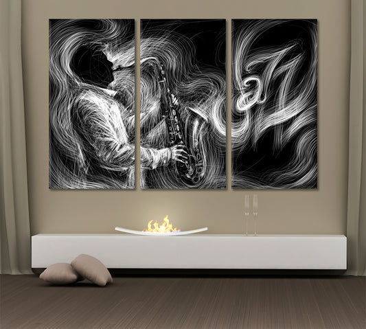 Jazz Saxophone Player Musician Music Wall Panels Artesty