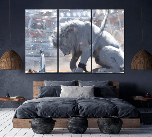 Mia And The White Lion Surreal Fantasy Large Art Print Décor Artesty 3 panels 36" x 24"