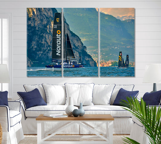 ITALY SEACOAST Sailing Regatta Transportation Canvas Art Artesty 3 panels 36" x 24"