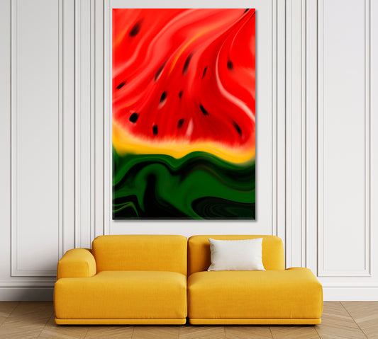 Abstract Watermelon Vibrant Green Red Flow Artistic Modern Fine Art Abstract Art Print Artesty