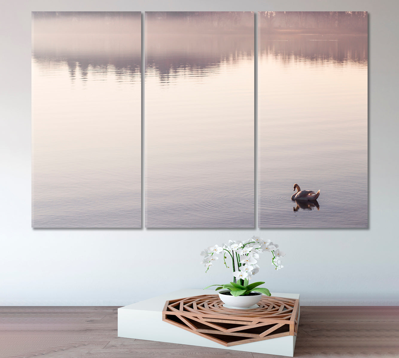 SERENITY Peaceful Landscape Water Reflection Bodensee Lake Germany Little Bird Duck Flapping Wings in the Water Scenery Landscape Fine Art Print Artesty