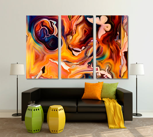 LIVES AND LIFE INSIDE A PAINTING Abstract Art Print Artesty 3 panels 36" x 24"